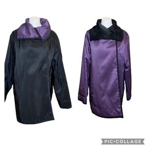 Mycra PAC designer wear black and purple reversible rain coat size S/M